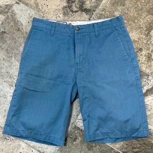 Volcom Chino Shorts Men Blue Wash Flat Front Mid Rise 30